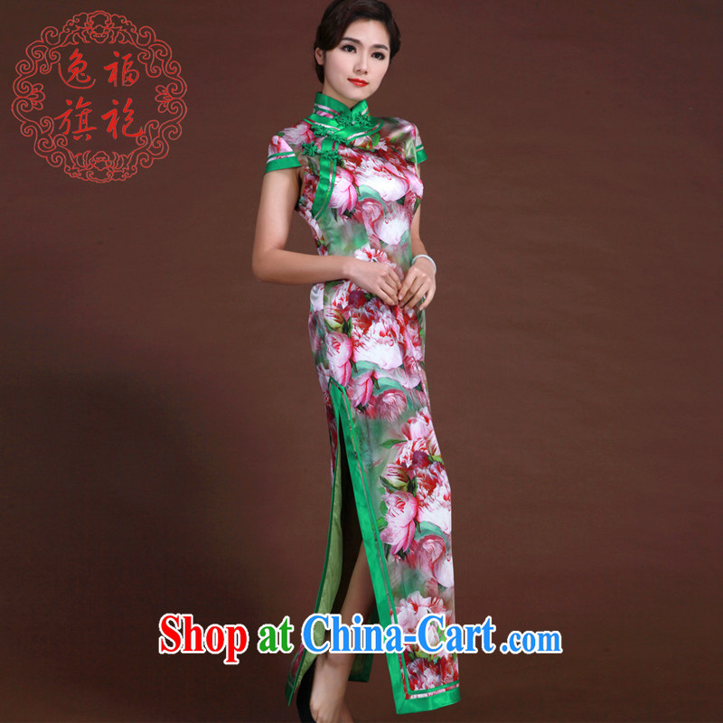 once and for all, high-end manual custom cheongsam dress antique Chinese Dress spring silk painting dresses long suit tailored 10 day shipping