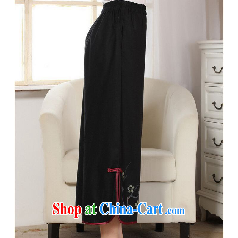 And Jing Ge Ms. pants summer costumes Han-wide legged pants Ethnic Wind girls pants black M, Jing Ge, shopping on the Internet