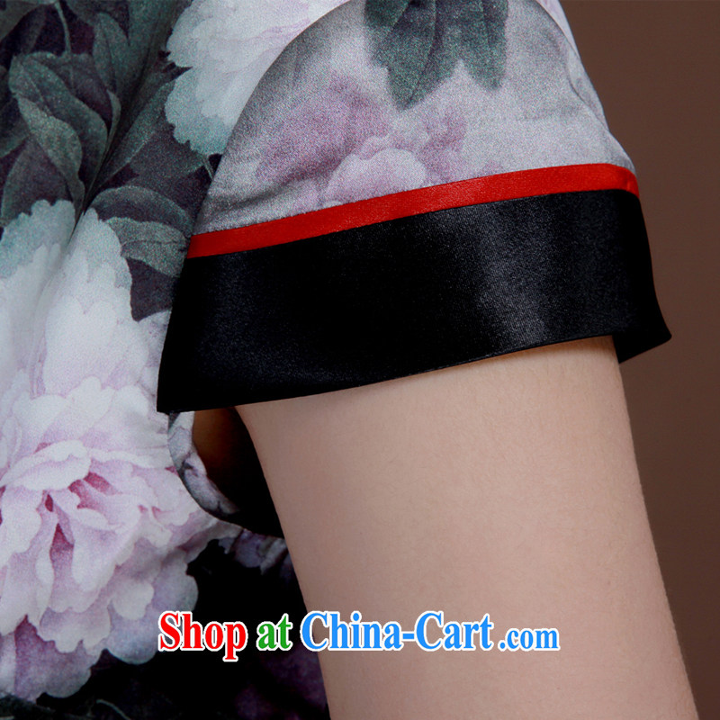 once and for all, sauna silk Silk Cheongsam long spring new dresses retro high-end manual custom cheongsam dress female gray tailored 20 Day Shipping, once and for all (EFU), online shopping