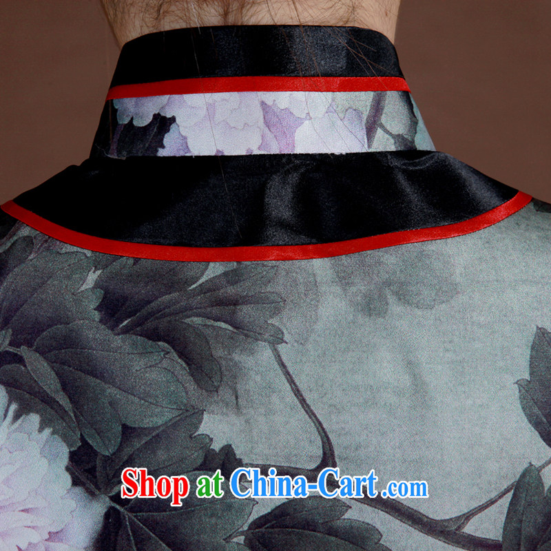 once and for all, sauna silk Silk Cheongsam long spring new dresses retro high-end manual custom cheongsam dress female gray tailored 20 Day Shipping, once and for all (EFU), online shopping