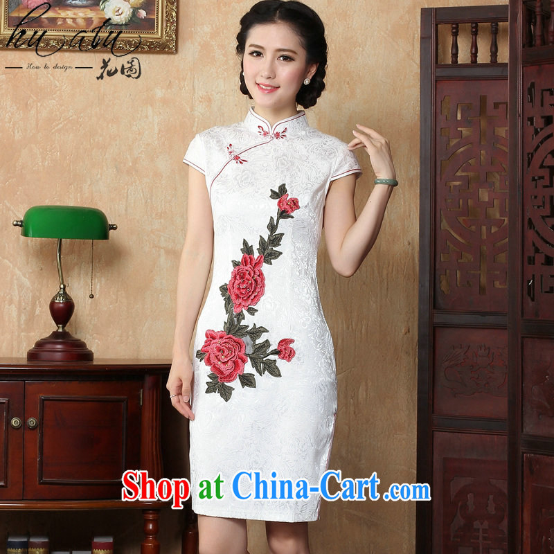 Take the Chinese wind summer new embroidered Chinese, for improved cheongsam dress female graphics thin a tight cheongsam dress as shown color XL, spend figure, and, shopping on the Internet
