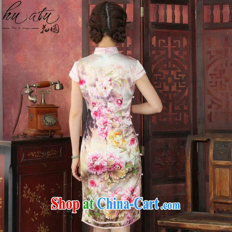 spend the summer wear cheongsam dress retro Silk Cheongsam dress the color day Hong Kong double piping sauna Silk Cheongsam cheongsam dress dinner dress SHOWN IN FIGURE color L, spend figure, and shopping on the Internet