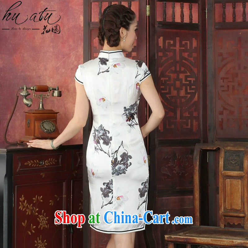 spend the summer outfit New female Chinese improved, leading boutique sauna Silk Cheongsam antique paintings Silk Cheongsam Chinese ink painting 2 XL, spend, and, shopping on the Internet