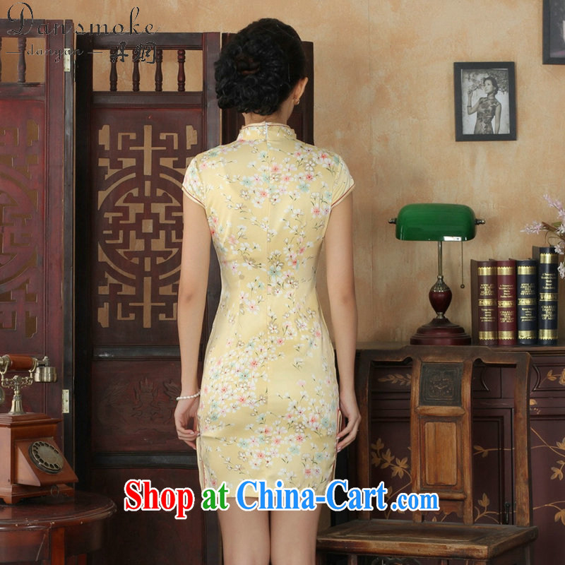 Dan smoke summer new female elegance Chinese qipao Chinese graphics thin short beauty stamp duty is a hard short cheongsam as color 2XL, Bin Laden smoke, shopping on the Internet