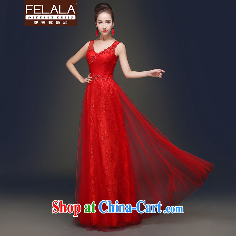 Ferrara 2015 spring and summer new dual-shoulder sexy V collar bows serving light dresses red S