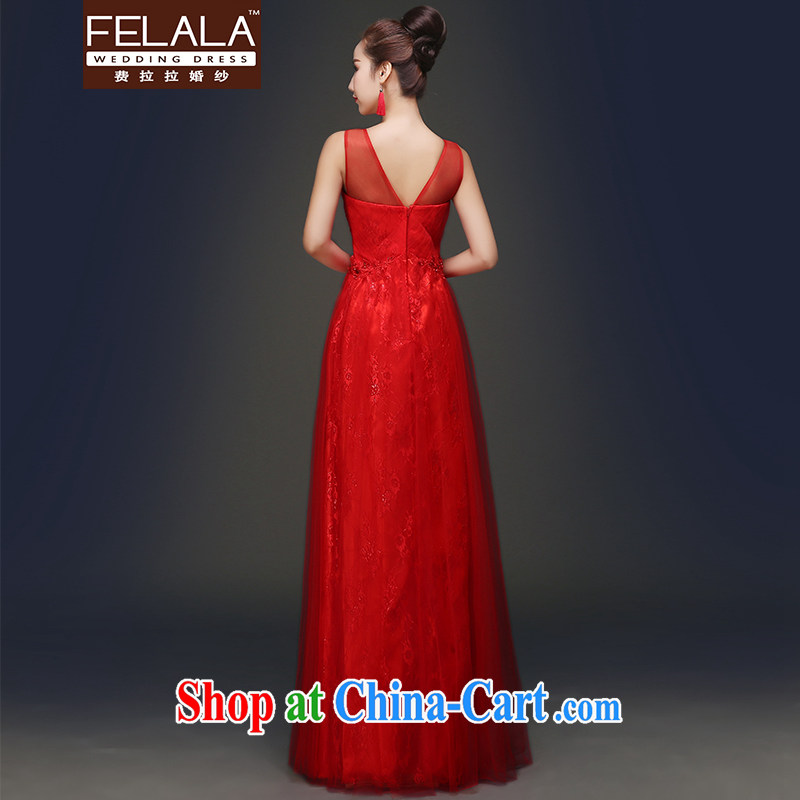 Ferrara 2015 spring and summer new dual-shoulder sexy V toast for serving light dresses red S, La wedding (FELALA), online shopping