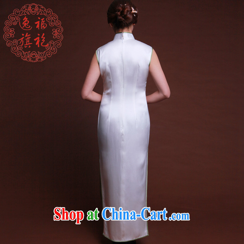 once and for all, new, hand-painted dresses heavy silk hand made long dresses, dinner Chinese Dress Chinese style white tailored 20 Day Shipping, once and for all (EFU), and, on-line shopping