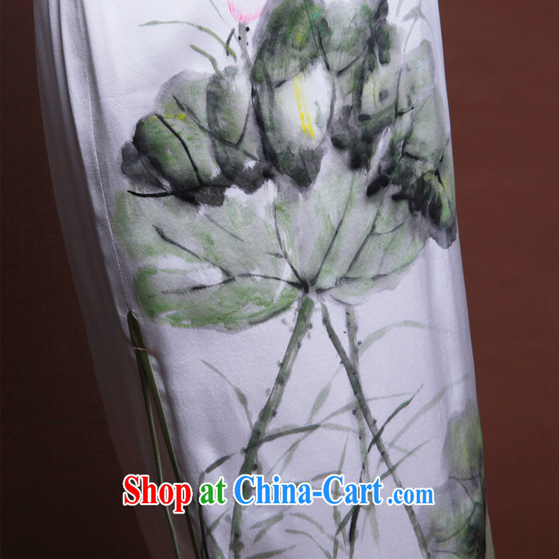 once and for all, new, hand-painted dresses heavy silk hand made long dresses, dinner Chinese Dress Chinese style white tailored 20 Day Shipping, once and for all (EFU), and, on-line shopping