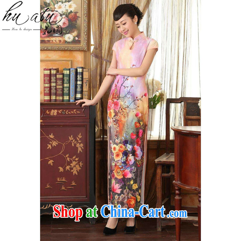 spend the summer new dress cheongsam Chinese improved the territorial waters drop short-sleeved cultivating long double long cheongsam dress 8 toner XL