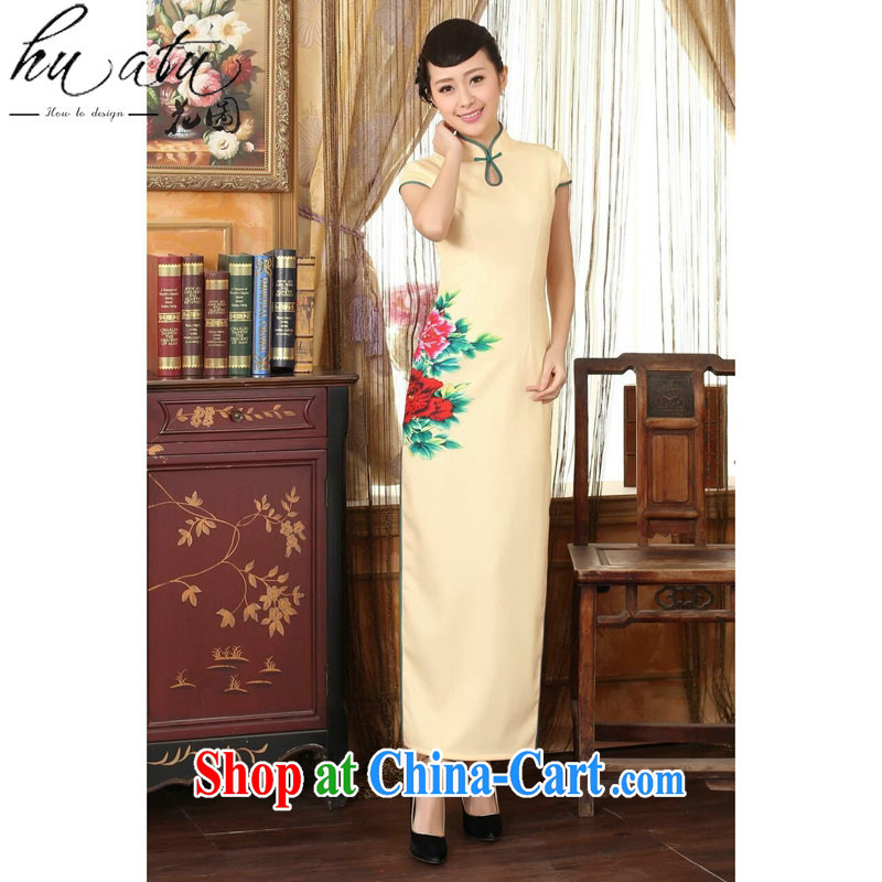 spend the summer wear cheongsam dress Chinese state color day Hong Kong cheongsam dress beauty graphics thin elegance dresses long dresses such as the color XL