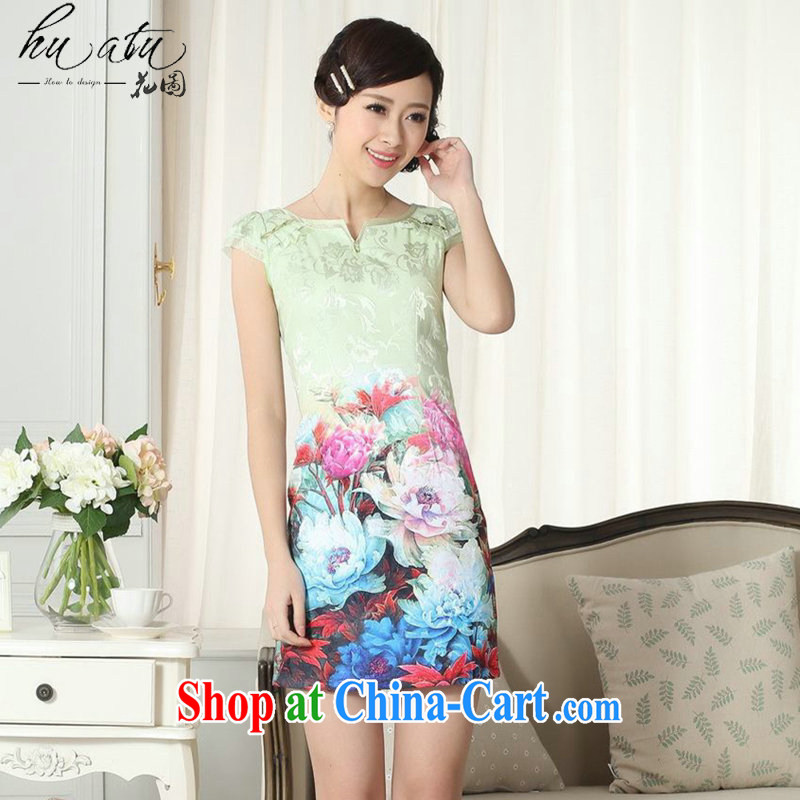 spend the summer new female elegance Chinese qipao with stamp duty improved graphics thin beauty short cheongsam figure color 2 XL