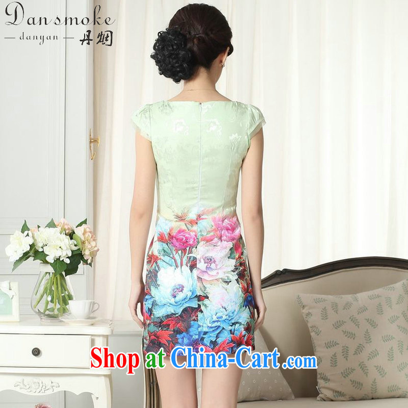 Dan smoke summer new female elegance Chinese qipao with stamp duty improved graphics thin beauty short cheongsam as color 2 XL, Bin Laden smoke, shopping on the Internet