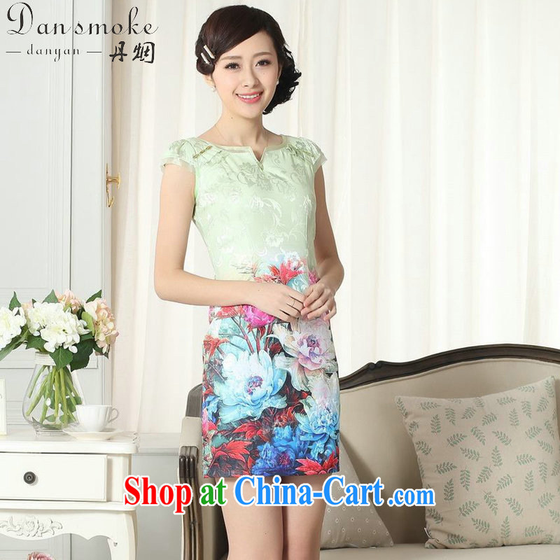 Dan smoke summer new female elegance Chinese qipao with stamp duty improved graphics thin beauty short cheongsam as color 2 XL, Bin Laden smoke, shopping on the Internet
