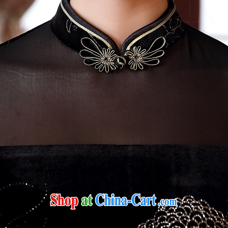 The CYD HO Kwun Tong' sponsors night 2015 spring and summer new hot silver aura cheongsam dress stylish and refined antique dresses QD 5117 black XXXL, Sau looked Tang, shopping on the Internet
