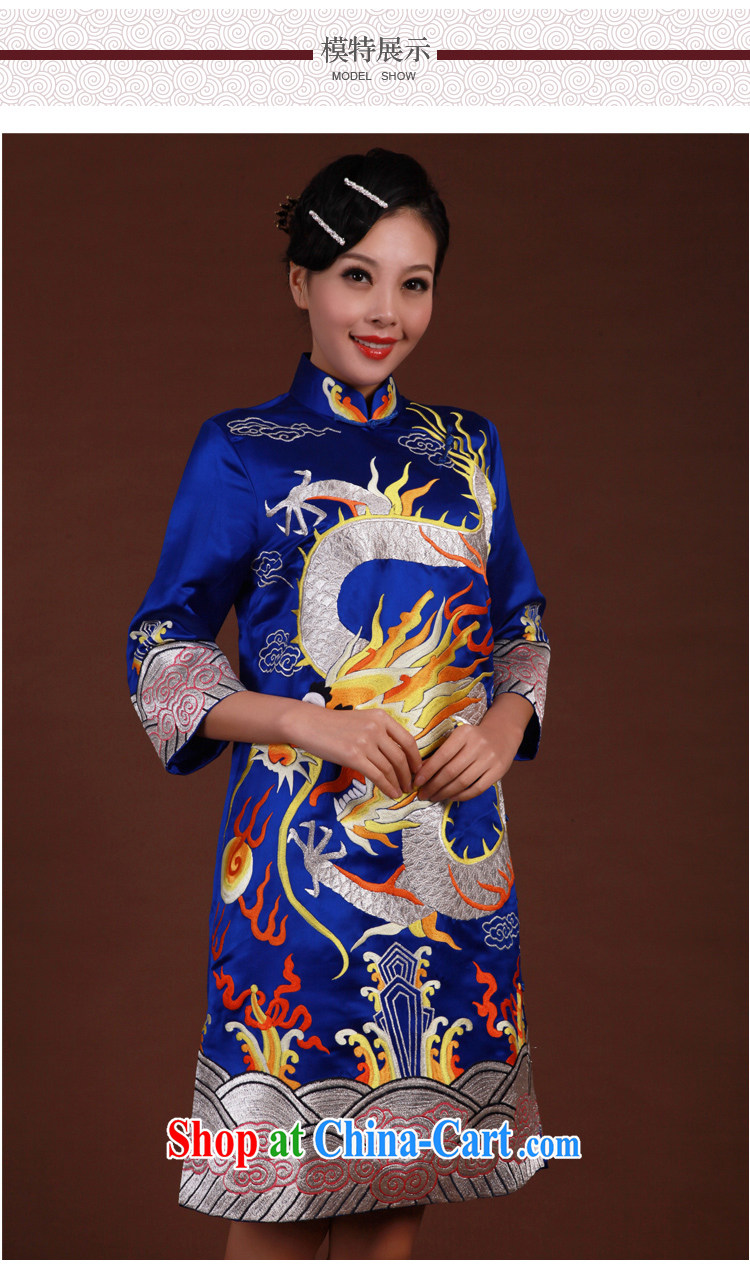once and for all, embroidery cheongsam female stars with long gowns dresses high-end custom, long-sleeved Silk Cheongsam winter Po blue tailored 20 Day Shipping pictures, price, brand platters! Elections are good character, the national distribution, so why buy now enjoy more preferential! Health