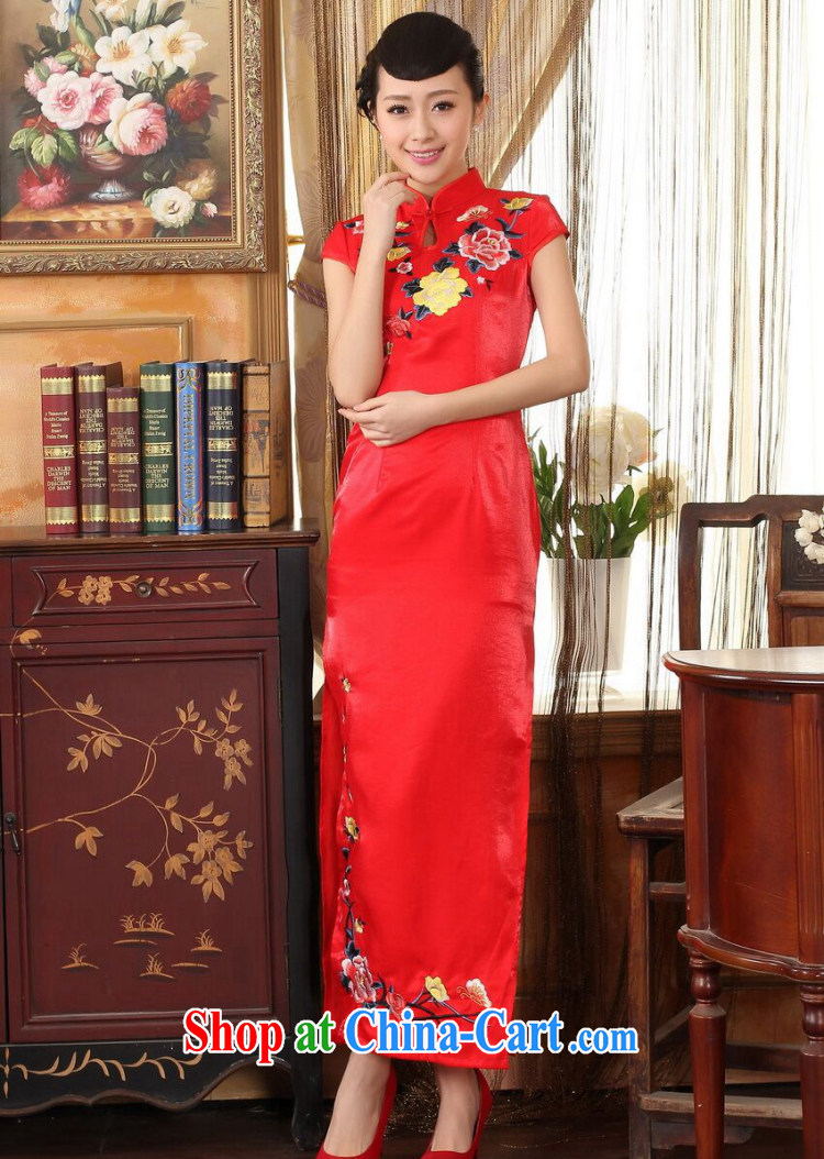 spend the summer dresses Women's clothes, Chinese collar embroidery cheongsam dress beauty graphics thin elegant bridal dresses long dresses red 2 XL pictures, price, brand platters! Elections are good character, the national distribution, so why buy now enjoy more preferential! Health