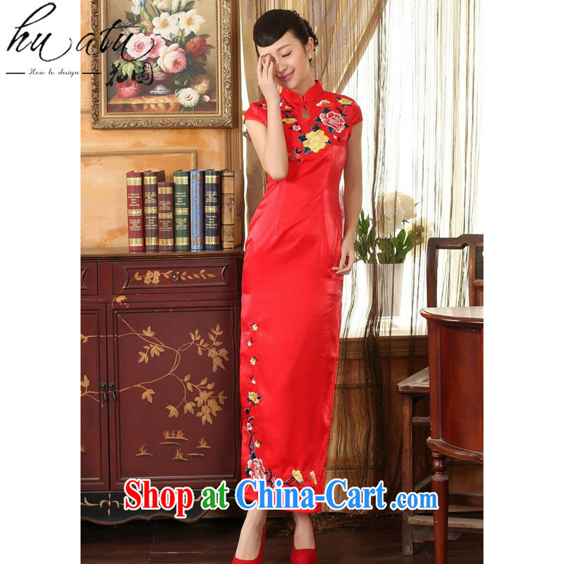 spend the summer dresses Women's clothes, Chinese collar embroidery cheongsam dress beauty graphics thin elegant bridal dresses, long dresses red 2 XL, spend, and shopping on the Internet