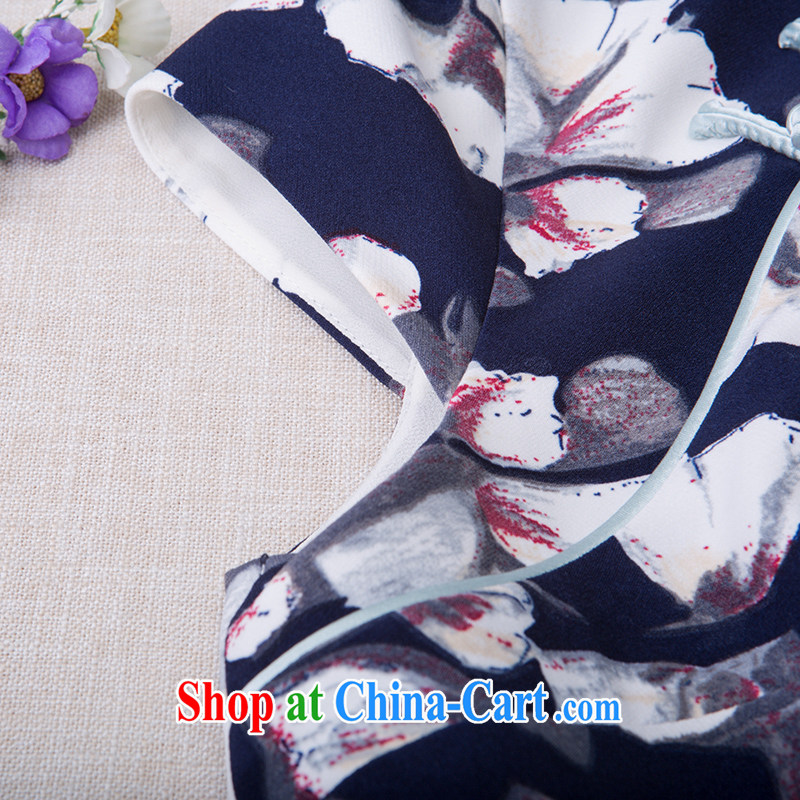 once and for all and fatally jealous of Ting-short spring and autumn, stamp duty improved cheongsam dress stylish new, daily, Ms. cheongsam dress blue M, fatally jealous once and for all, and, on-line shopping