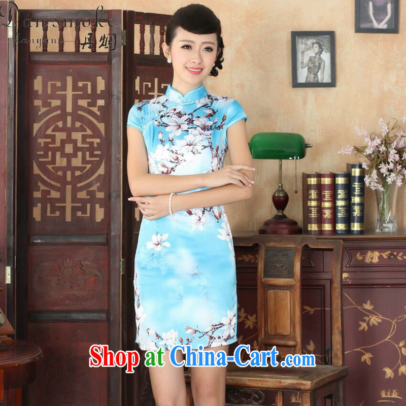 Dan smoke 2015 female new dresses summer elegance Chinese qipao Chinese improved, for graphics thin short cheongsam as color 2XL