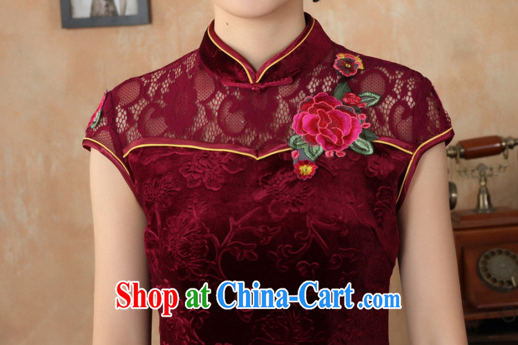 spend the summer dresses new female Chinese Chinese improved the collar lace cheongsam dress daily video thin embroidered short cheongsam - B purple 2 XL pictures, price, brand platters! Elections are good character, the national distribution, so why buy now enjoy more preferential! Health