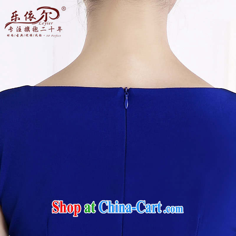 And, in accordance with spring loaded new women dresses 2015 round-collar graphics thin package and improved lady short cheongsam dress retro blue S, in accordance with (leyier), online shopping