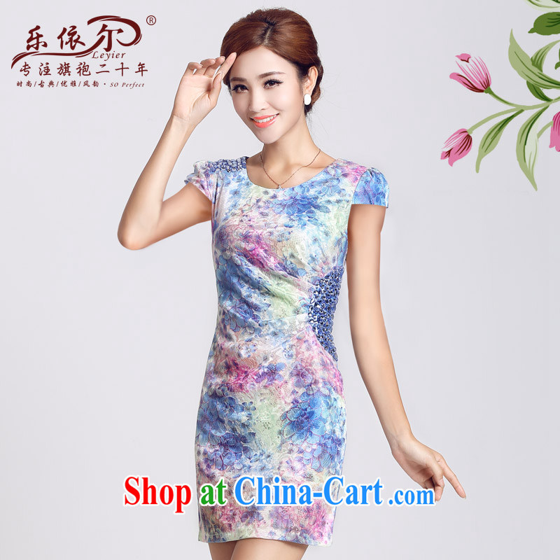 And, in accordance with spring loaded short-sleeved improved retro dresses dresses beauty package and daily lady short dresses 2015 new blue S, and, in accordance with (leyier), shopping on the Internet
