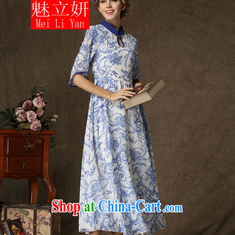 Clearly, her 2015 new real-time a lady fall and winter improved cheongsam, large retro skirt Ethnic Wind dress green XL, Director, Charlene (meiliyan), shopping on the Internet