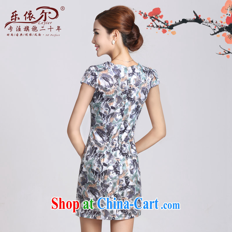 And, in accordance with short-sleeved dresses female short cheongsam dress spring 2015 the new daily improved cheongsam lady retro Brown S, in accordance with (leyier), online shopping