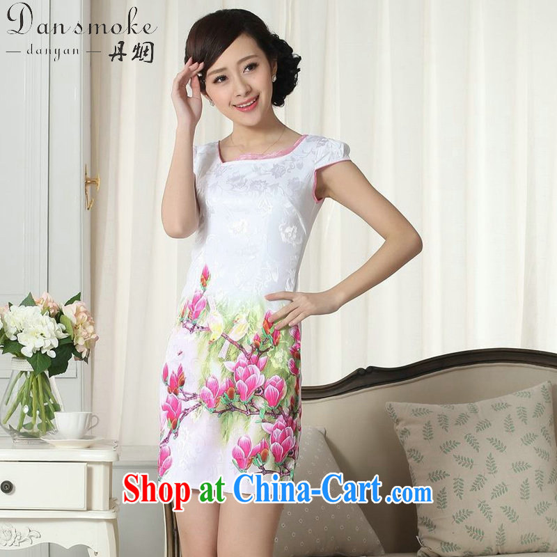 Dan smoke summer new female elegance Chinese qipao improved graphics thin short beauty with flower figure short dresses such as the color 2 XL, Bin Laden smoke, shopping on the Internet