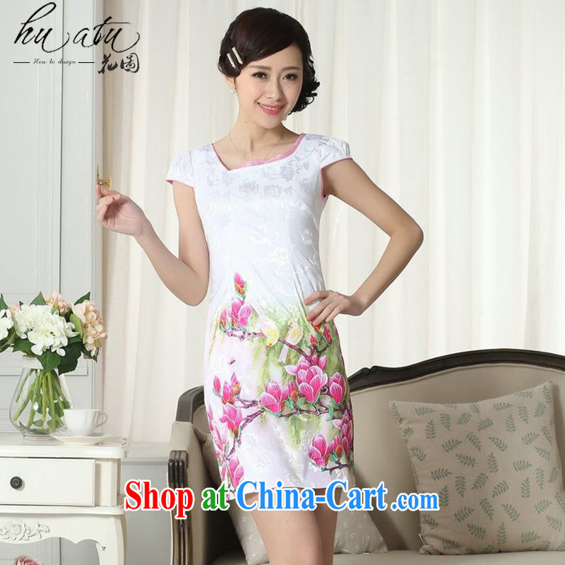 spend the summer new female elegance Chinese qipao improved graphics thin short beauty with flower figure short cheongsam figure color 2 XL