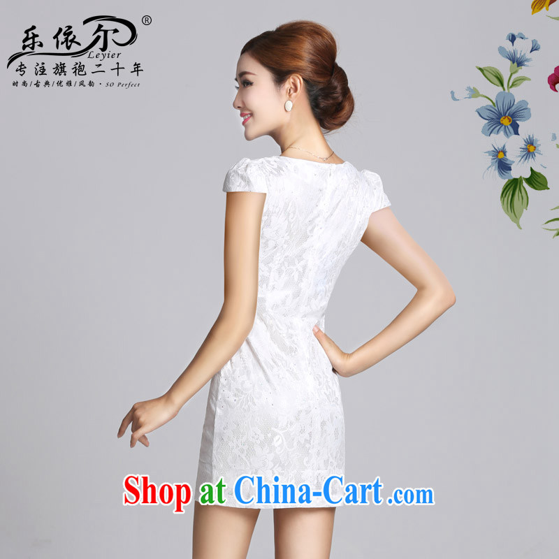 And, in accordance with antique improved lady dresses spring 2015 new embroidery flower cheongsam dress daily cultivating short cheongsam white S, music, in accordance with (leyier), shopping on the Internet