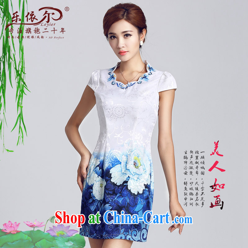 And, in accordance with classical stamp lady dresses retro embroidery flowers daily cultivating short cheongsam 2015 improved Party Ends white XXL