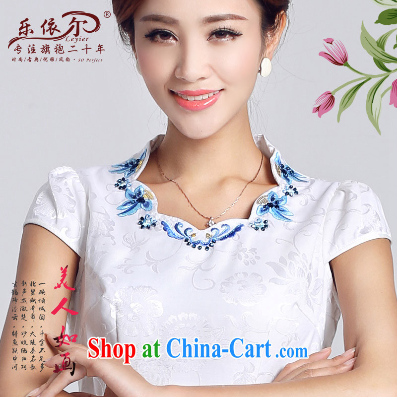 And, in accordance with classical stamp lady dresses retro embroidery flowers daily cultivating short cheongsam 2015 improved square-cut white XXL, in accordance with (leyier), and, on-line shopping