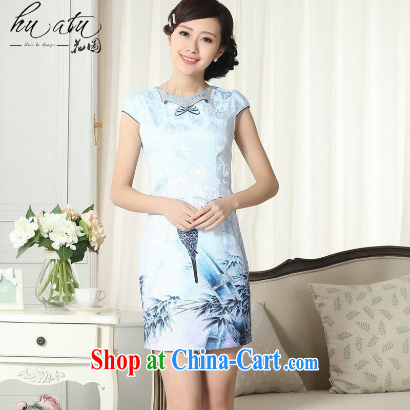spend the summer new female lady stylish jacquard cotton cultivating short cheongsam dress improved lace collar cheongsam dress figure-color 2 XL, spend figure, and shopping on the Internet