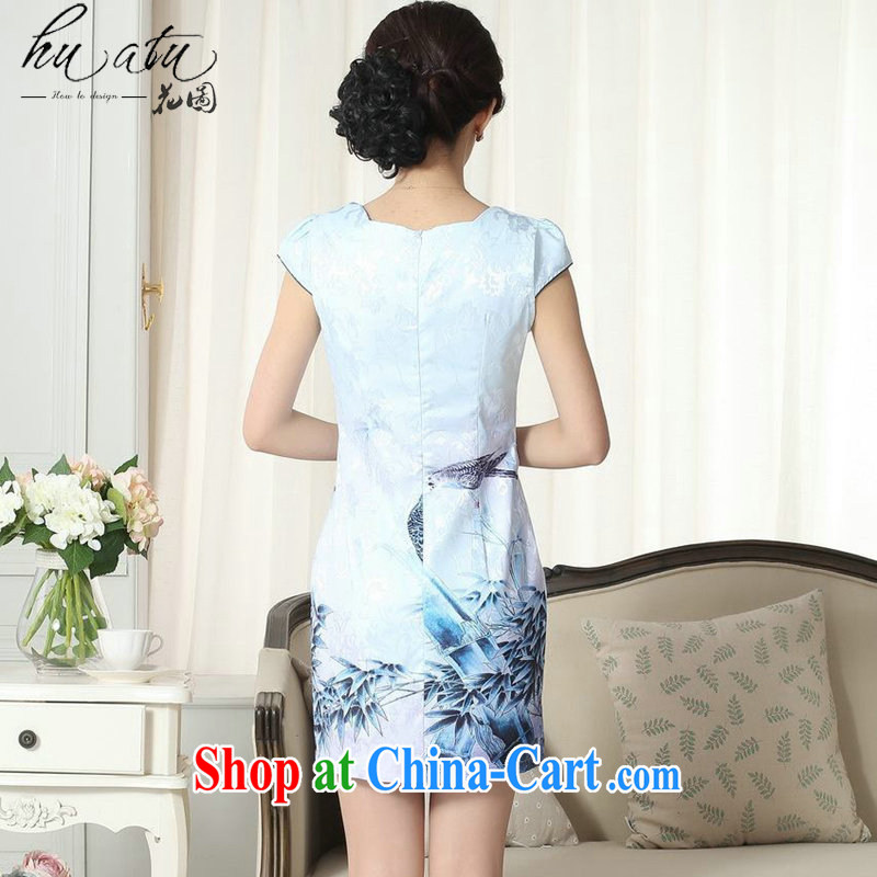spend the summer new female lady stylish jacquard cotton cultivating short cheongsam dress improved lace collar cheongsam dress figure-color 2 XL, spend figure, and shopping on the Internet