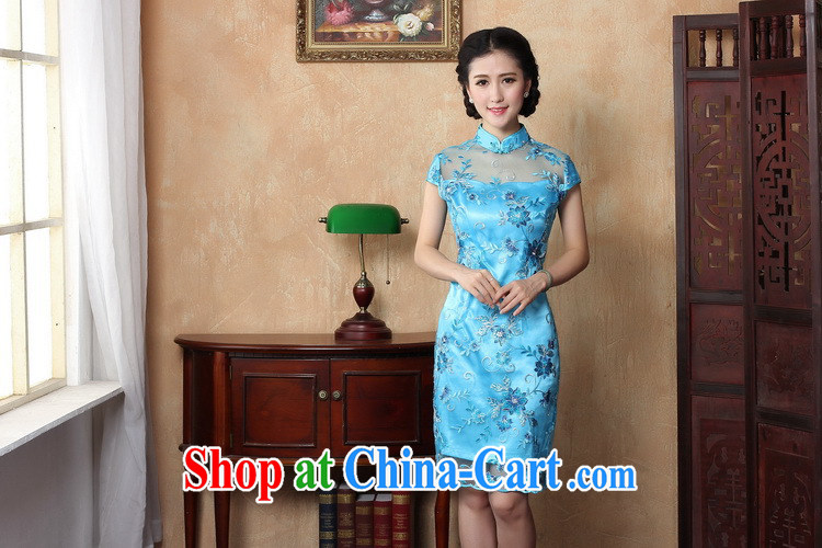 Take the new summer improved female cheongsam dress fashion style retro Chinese lace daily dresses short dresses, blue 2 XL pictures, price, brand platters! Elections are good character, the national distribution, so why buy now enjoy more preferential! Health