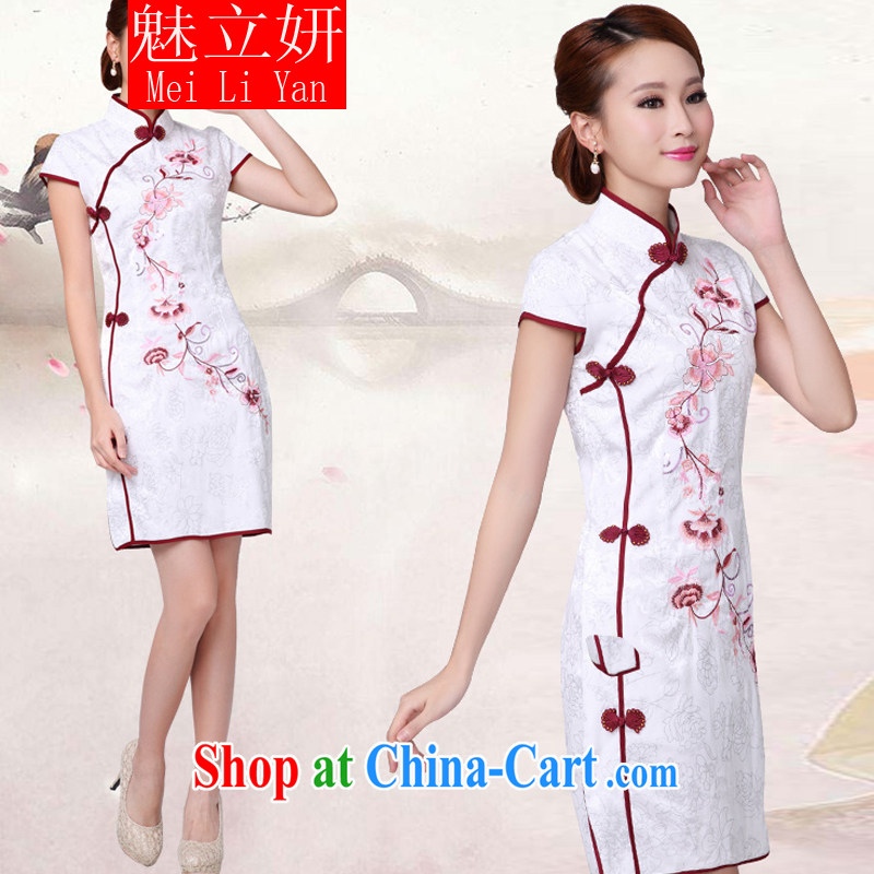 Clearly, her 2015 new white cheongsam dress stylish improved Chinese qipao white XL, Director, Charlene (meiliyan), shopping on the Internet