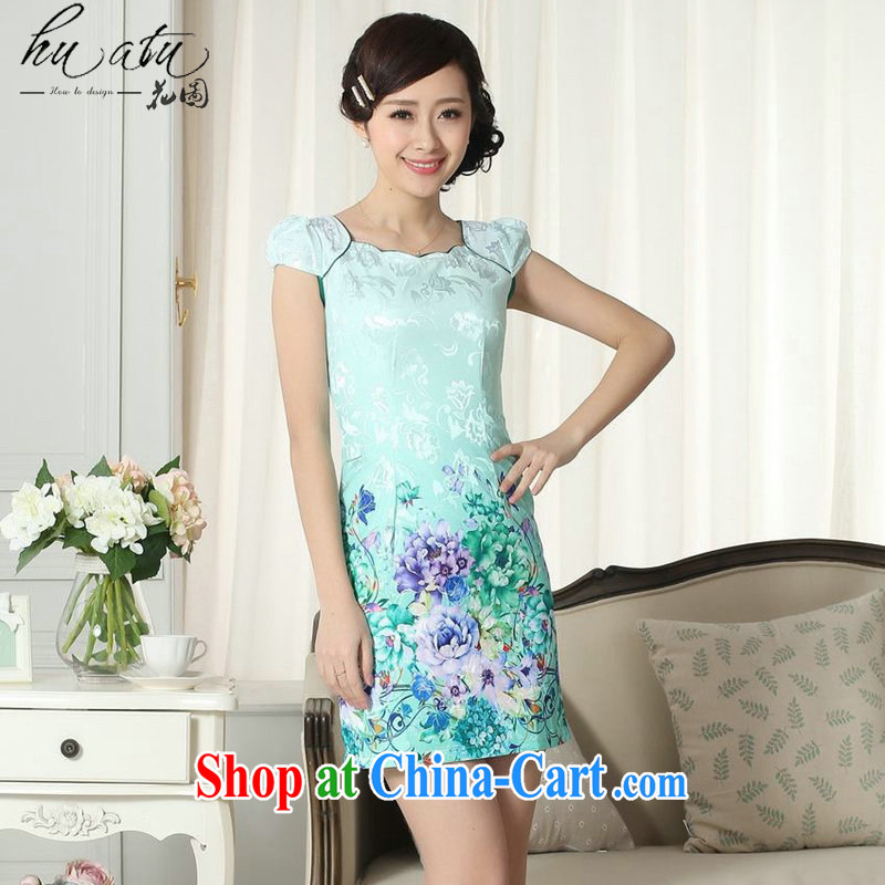 spend the summer with new lady fashion jacquard cotton cultivating graphics thin short cheongsam dress improved cheongsam dress stamp duty as the color 2 XL, figure, and shopping on the Internet