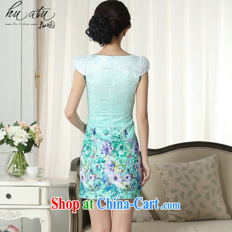 spend the summer with new lady fashion jacquard cotton cultivating graphics thin short cheongsam dress improved cheongsam dress stamp duty as the color 2 XL, figure, and shopping on the Internet