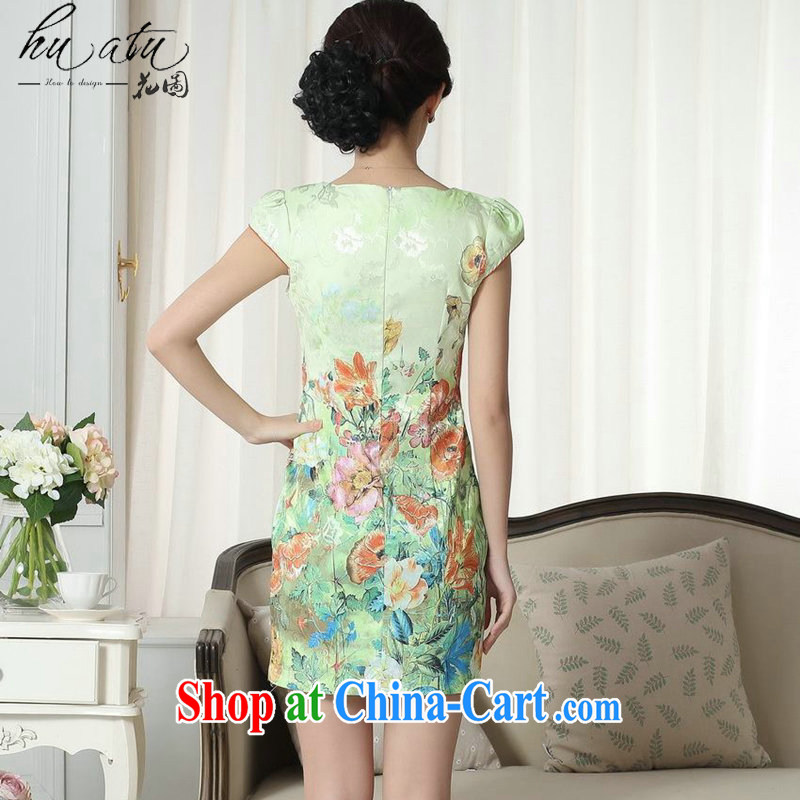 spend the summer with new clothes and stylish jacquard cotton cultivating short cheongsam dress stamp lace collar improved cheongsam dress such as the color 2 XL, figure, and shopping on the Internet