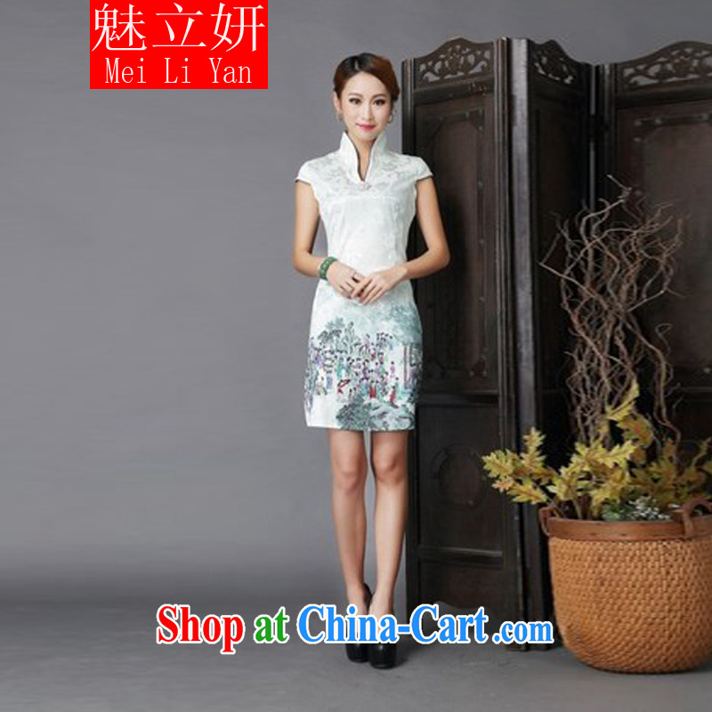 Clearly, her 2015 National wind New Tang with stylish and improved Daily Beauty sexy cheongsam dress light green S