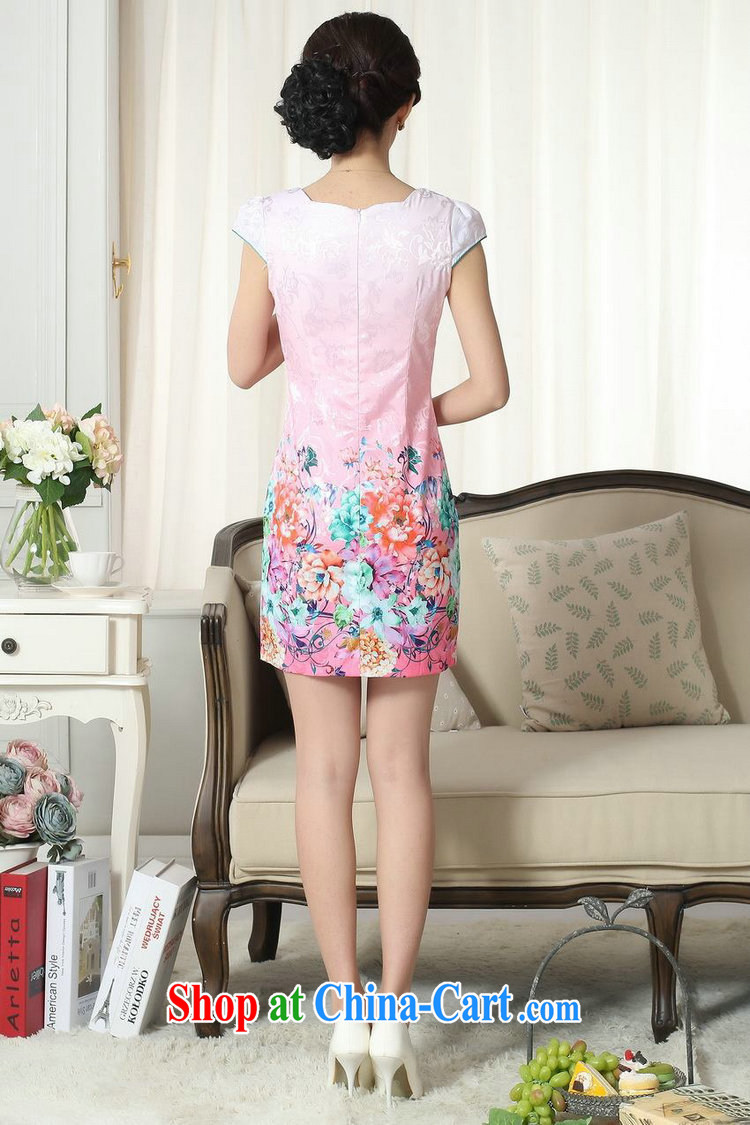 Dan smoke summer new female elegance Chinese cheongsam beauty improved graphics thin stamp pink short cheongsam as color 2XL pictures, price, brand platters! Elections are good character, the national distribution, so why buy now enjoy more preferential! Health