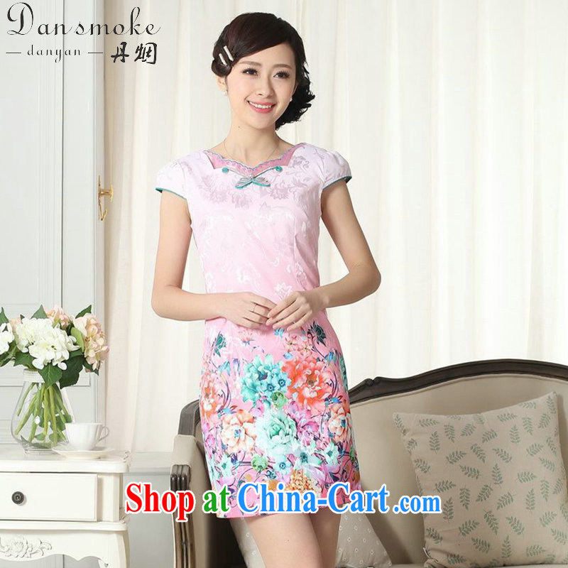 Dan smoke summer new female elegance Chinese cheongsam beauty improved graphics thin stamp pink short dresses such as the color 2 XL, Bin Laden smoke, shopping on the Internet
