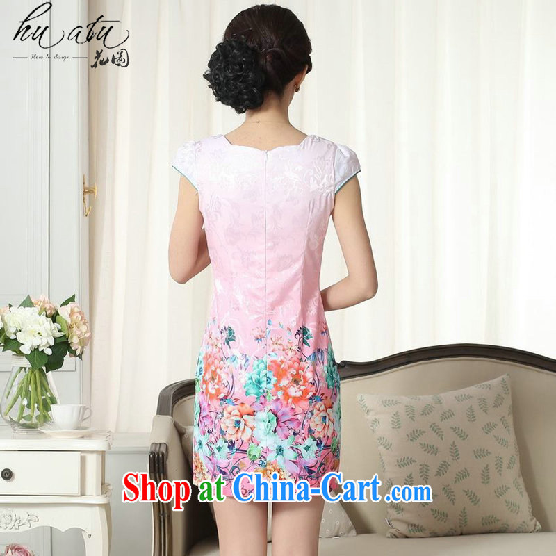 spend the summer new female elegance Chinese cheongsam beauty improved graphics thin stamp pink short dresses such as the color 2 XL, figure, shopping on the Internet