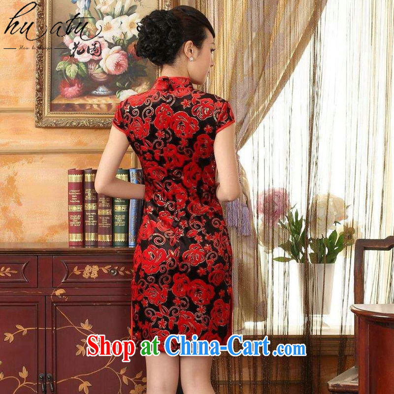 spend the summer cheongsam dress new Chinese improved, for stretch the wool stylish classic retro short-sleeved short cheongsam red 2 XL, figure, and shopping on the Internet