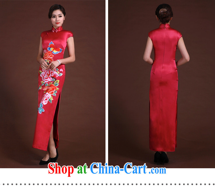 once and for all, the red embroidery cheongsam heavy silk long cheongsam embroidered butterfly peony flower handmade custom, the red tailored 20 Day Shipping pictures, price, brand platters! Elections are good character, the national distribution, so why buy now enjoy more preferential! Health