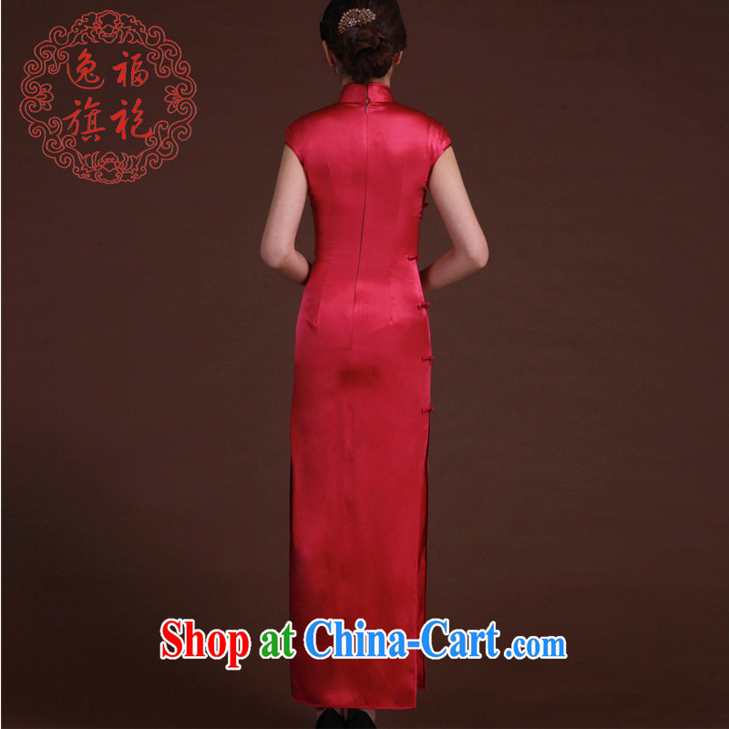 once and for all, the red embroidery cheongsam heavy silk long cheongsam embroidered butterfly peony flower handmade custom, the red tailored 20 Day Shipping, once and for all (EFU), and shopping on the Internet