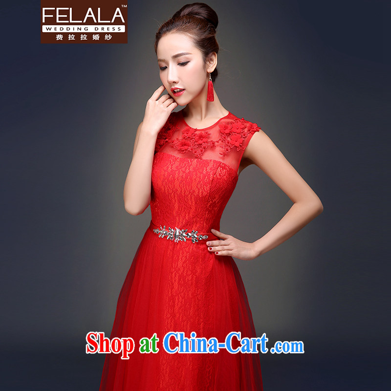 Ferrara 2015 spring and summer new sweet lovely round-collar graphics thin graphics high-toast clothing dress red M Suzhou shipping, La wedding (FELALA), shopping on the Internet