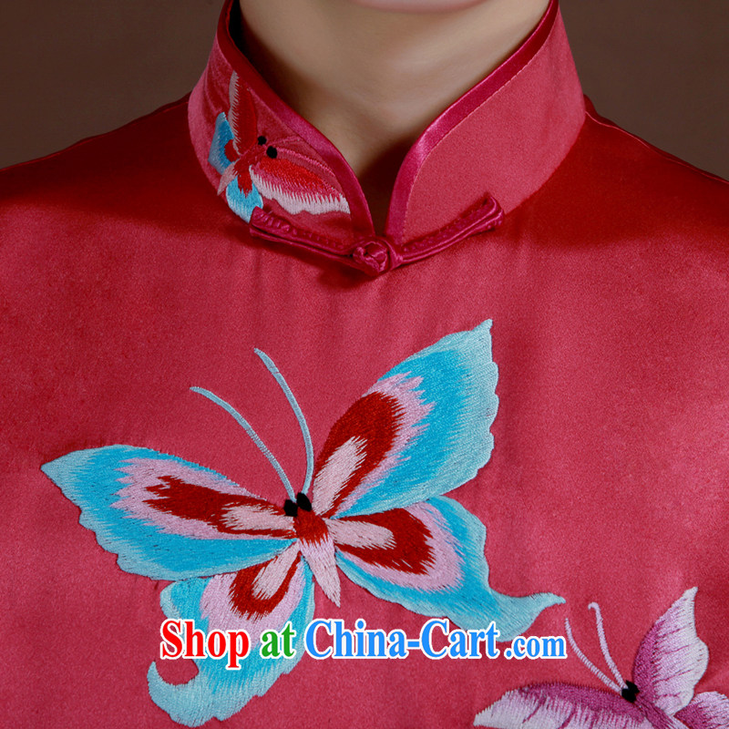 once and for all, robes of light red embroidery cheongsam silk heavy short dresses bridal bridesmaid Service Manual custom light the red tailored 20 Day Shipping, once and for all and well (EFU), online shopping