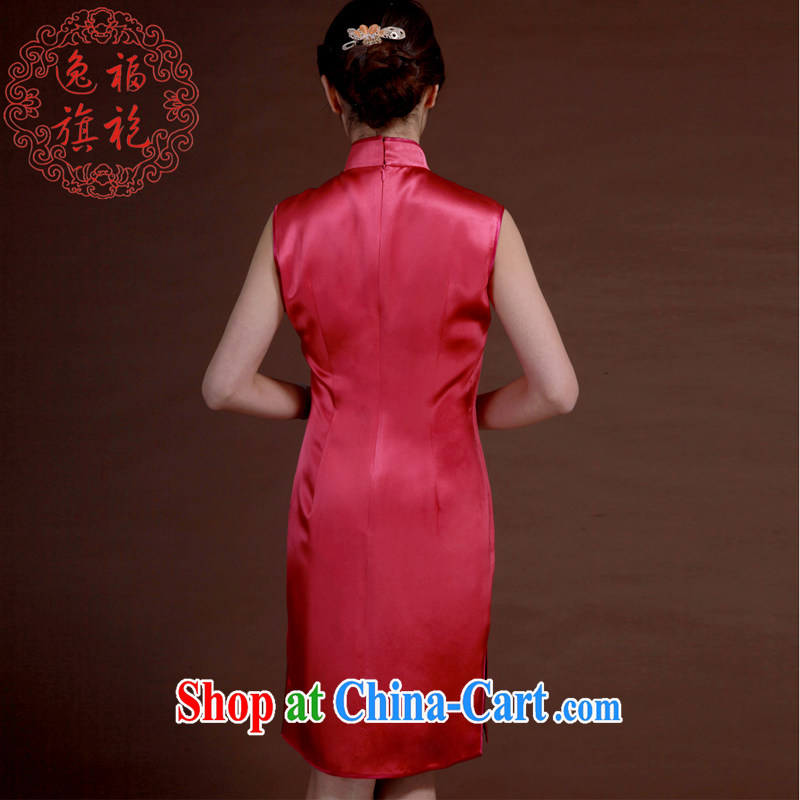 once and for all, robes of light red embroidery cheongsam silk heavy short dresses bridal bridesmaid Service Manual custom light the red tailored 20 Day Shipping, once and for all and well (EFU), online shopping